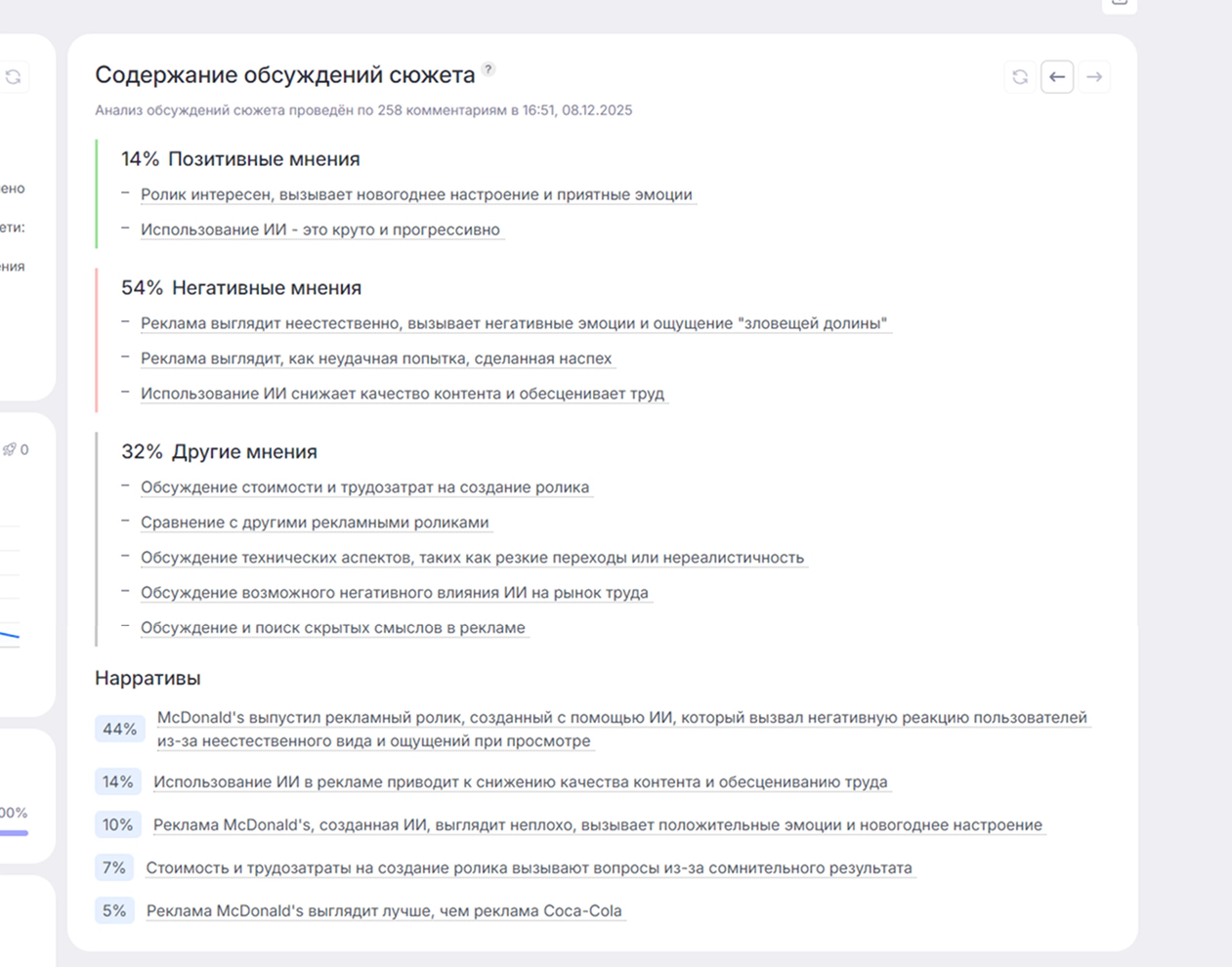 Анализ комментарийного фона тренд-сюжета